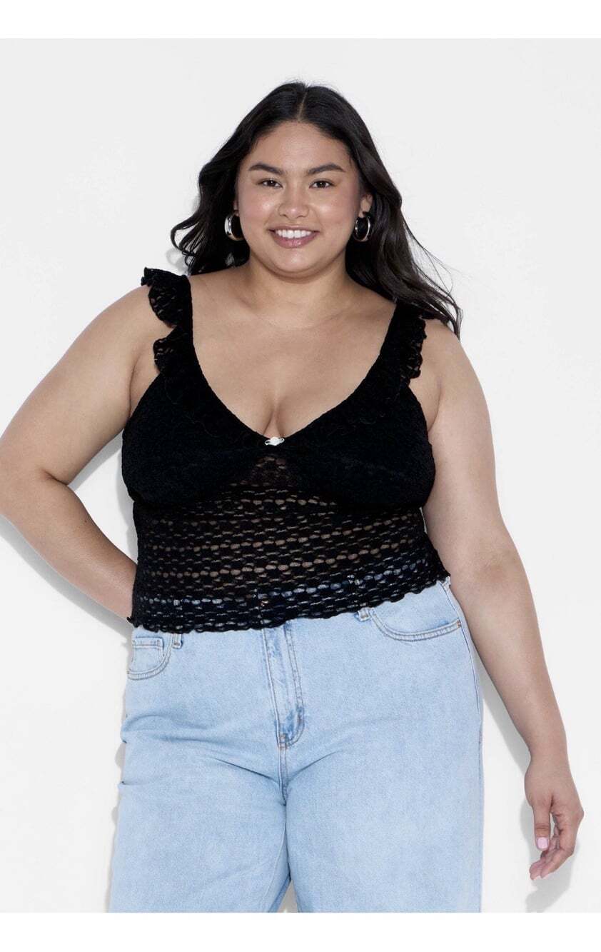 Wild Fable Lace Tank Top Women’s Medium Black Femme Stretch Sleeveless